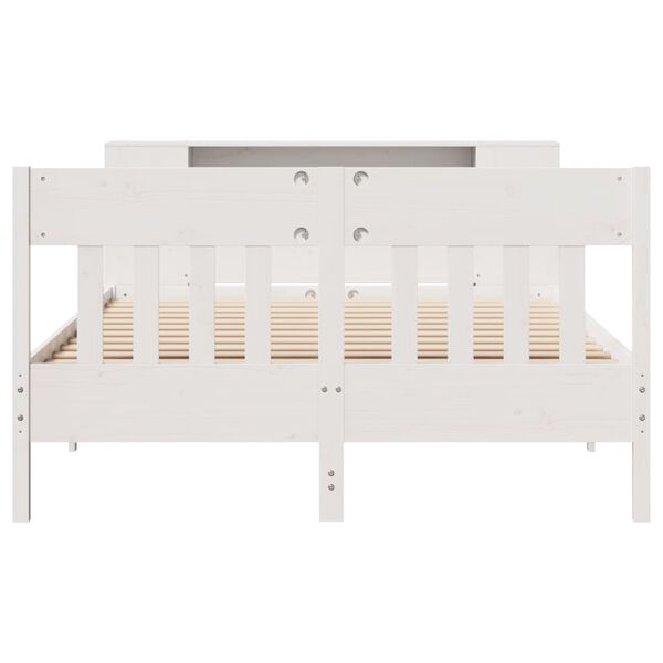 vidaXL Lit biblioth&egrave;que sans matelas blanc 150x200 cm bois pin massif
