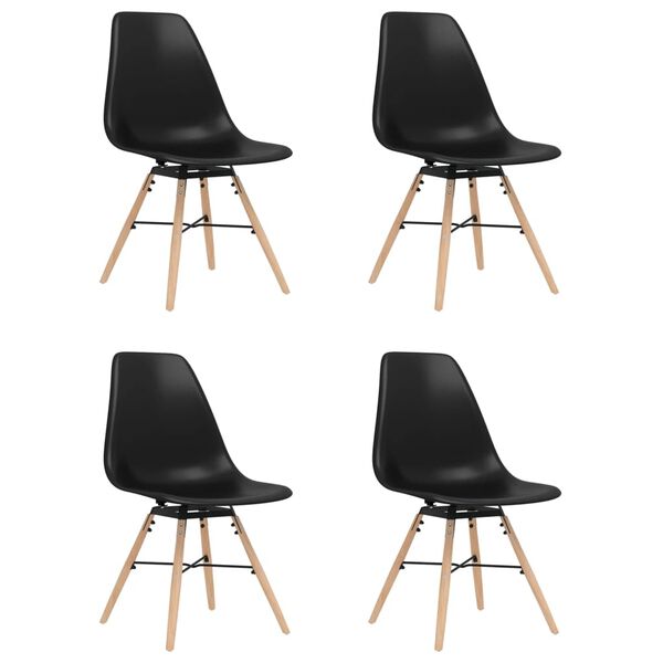 vidaXL Chaises &agrave; manger lot de 4 noir PP