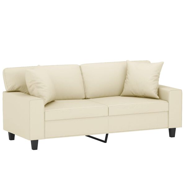 vidaXL Canap&eacute; 2 places avec oreillers cr&egrave;me 140 cm similicuir