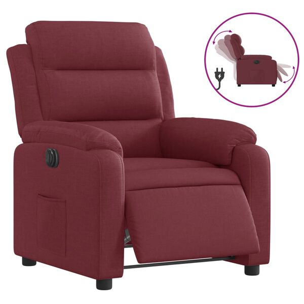 vidaXL Fauteuil inclinable &eacute;lectrique Rouge bordeaux Tissu