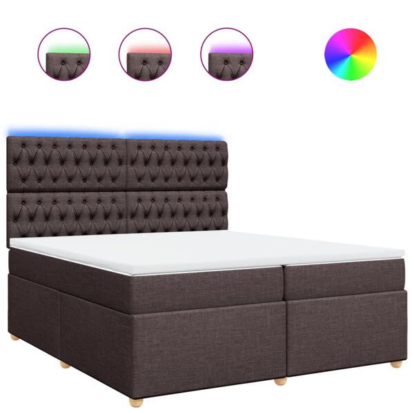 vidaXL Sommier &agrave; lattes de lit avec matelas Marron fonc&eacute; 200x200 cm