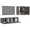 vidaXL Ensemble de meuble TV 4 pcs Gris brillant Bois d'ing&eacute;nierie