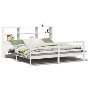 vidaXL Lit biblioth&egrave;que sans matelas blanc 180x200 cm bois pin massif