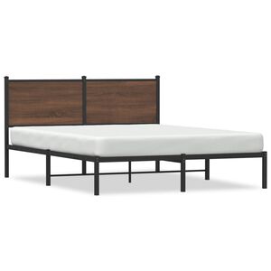 vidaXL Cadre de lit en m&eacute;tal sans matelas ch&ecirc;ne marron 150x200 cm