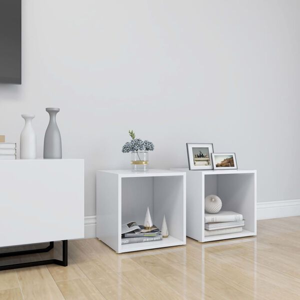 vidaXL Meubles TV 2 pcs Blanc 37x35x37 cm Bois d&rsquo;ing&eacute;nierie
