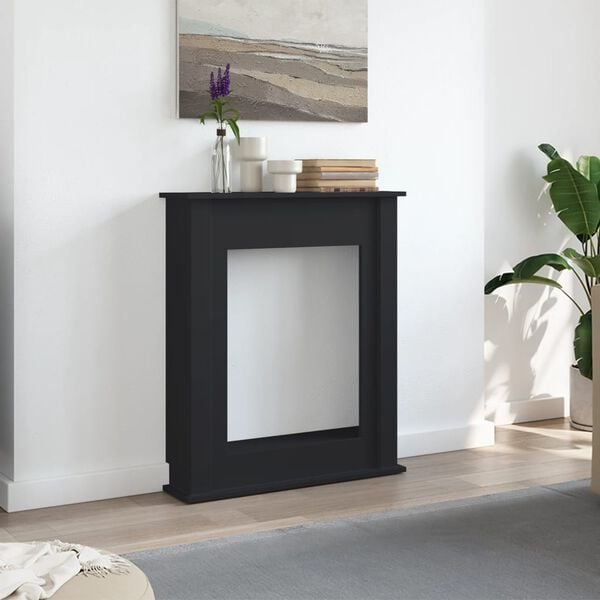 VidaXL Cadre de chemin&eacute;e noir 75x20x87,5 cm bois d'ing&eacute;nierie