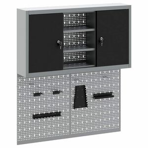 vidaXL Ensemble d'armoires &agrave; outils avec &eacute;tag&egrave;re 3 pi&egrave;ces Noir