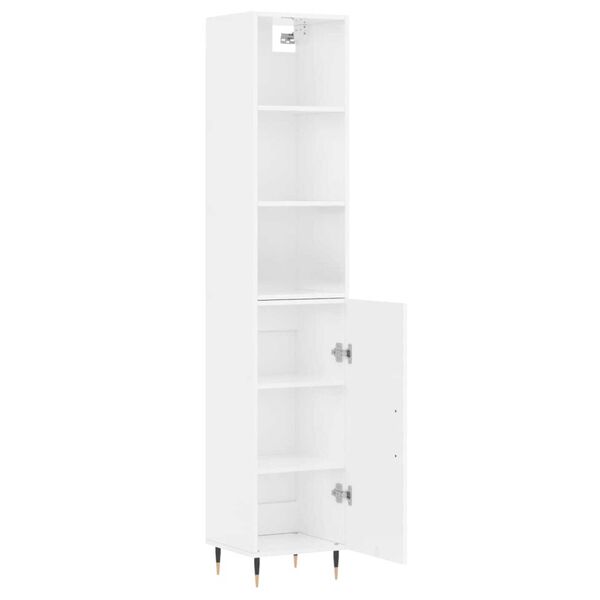 vidaXL Buffet haut Blanc brillant 34,5x34x180 cm Bois d'ing&eacute;nierie