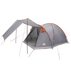 vidaXL Tente Cabane Gris et orange 4 personnes Polyester et Acier