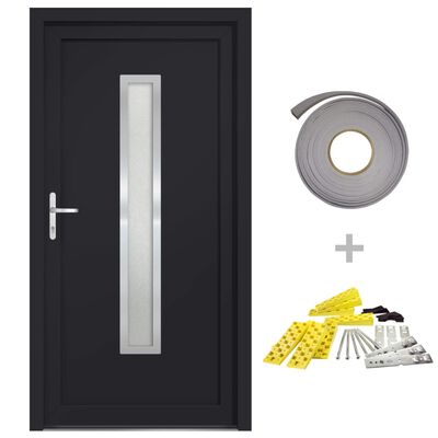 vidaXL Porte d'entrée anthracite 88x200 cm PVC