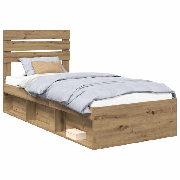 vidaXL Cadre de lit Ch&ecirc;ne artisan 90 x 200 cm Pin massif
