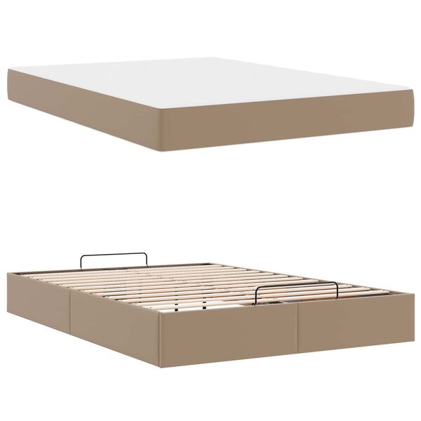 vidaXL Cadre de lit avec matelas Cappuccino 160 x 200 cm Faux cuir