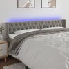 vidaXL T&ecirc;te de lit &agrave; LED Gris clair 183x16x78/88 cm Velours