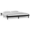 vidaXL Cadre de lit &agrave; LED sans matelas noir 140x190 cm bois massif