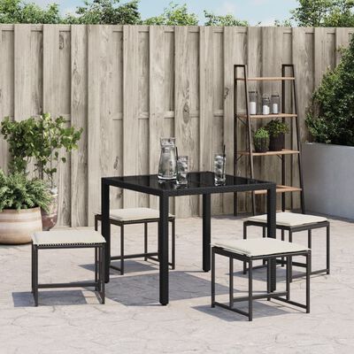 vidaXL Tabourets de jardin avec coussins lot de 4 noir résine tressée