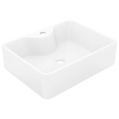Vasque carré à trou pour robinet céramique blanc pour salle de bain