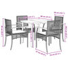 vidaXL Ensemble &agrave; manger de jardin coussins 5pcs Noir R&eacute;sine tress&eacute;e