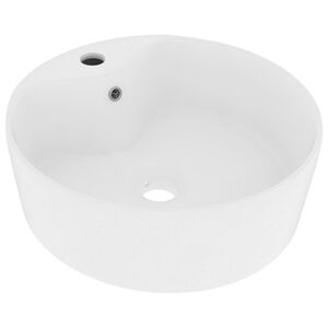 vidaXL Lavabo de luxe avec trop-plein Blanc mat 36x13 cm C&eacute;ramique