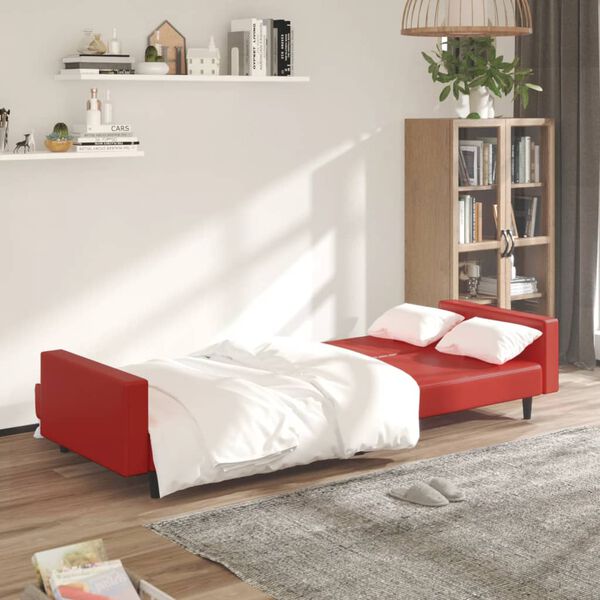 vidaXL Lit de jour &agrave; 2 places Rouge bordeaux Similicuir