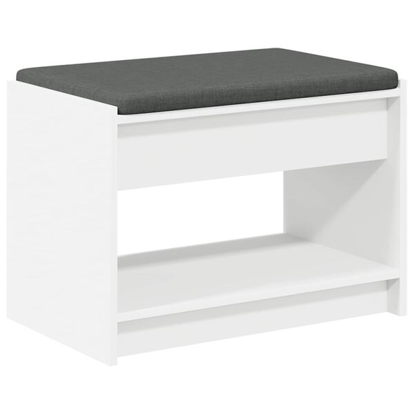 vidaXL Banc d'entr&eacute;e Blanc 63 x 38 x 45 cm Bois Ing&eacute;nierie et Tissu