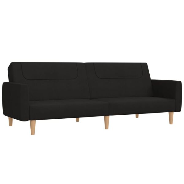 vidaXL Canap&eacute;-lit &agrave; 2 places avec repose-pied noir tissu