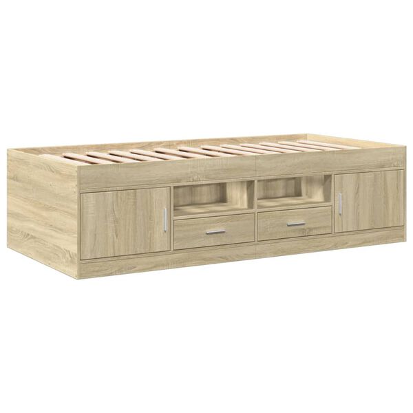 vidaXL Lit de jour avec tiroirs sans matelas ch&ecirc;ne sonoma 90x190 cm