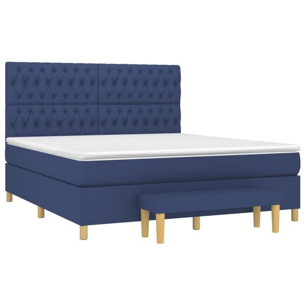 vidaXL Sommier &agrave; lattes de lit avec matelas Bleu 180x200 cm Tissu