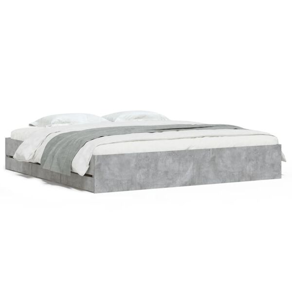vidaXL Cadre de lit avec tiroirs sans matelas gris b&eacute;ton 160x200 cm