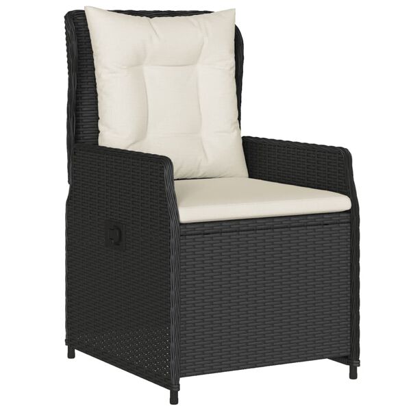 vidaXL Ensemble &agrave; manger de jardin coussins 7pcs Noir R&eacute;sine tress&eacute;e