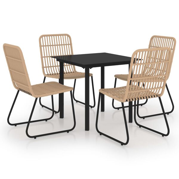 vidaXL Ensemble &agrave; manger d'ext&eacute;rieur 5 pcs r&eacute;sine tress&eacute;e et verre