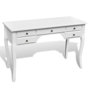 vidaXL Bureau fran&ccedil;ais en bois avec pieds courb&eacute;s et 5 tiroirs