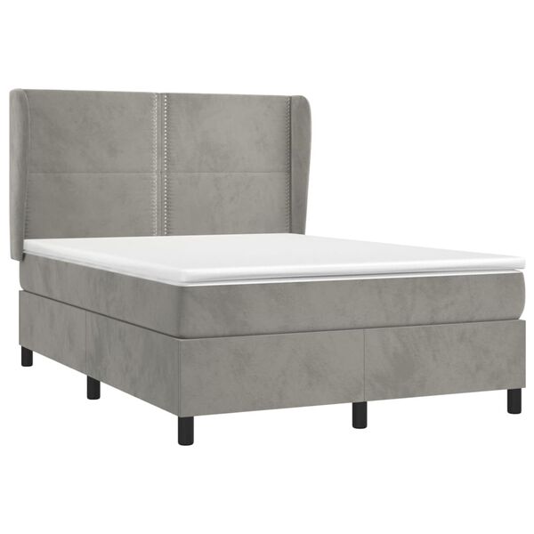 vidaXL Sommier &agrave; lattes de lit et matelas Gris clair 140x200cm Velours