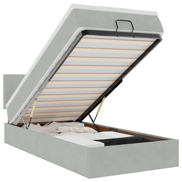 vidaXL Cadre de lit ottoman et matelas gris clair 90x200 cm velours