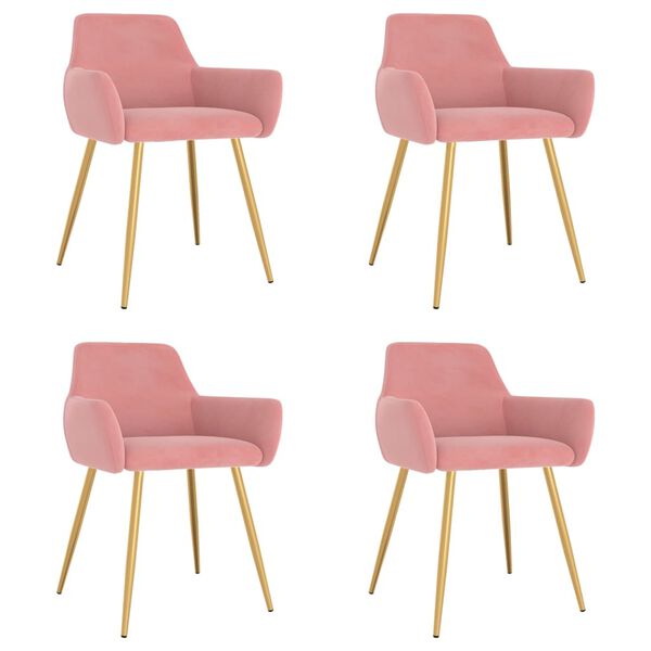 vidaXL Chaises &agrave; manger lot de 4 Rose Velours