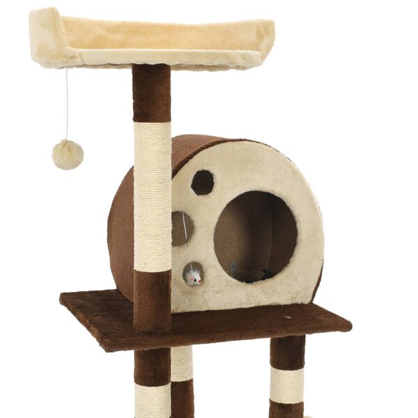 vidaXL Arbre &agrave; chat avec griffoirs en sisal 127 cm Beige et marron