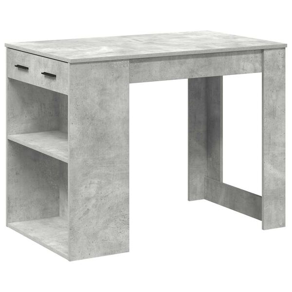 vidaXL Bureau avec tiroir et étagère gris béton bois d'ingénierie