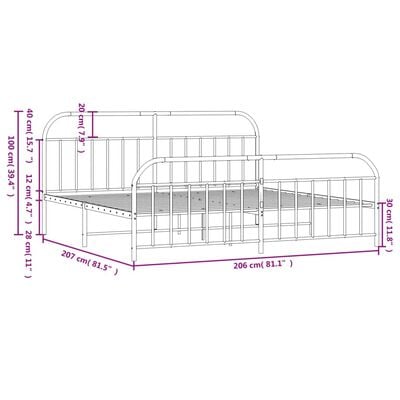 vidaXL Cadre de lit métal sans matelas et pied de lit blanc 200x200 cm