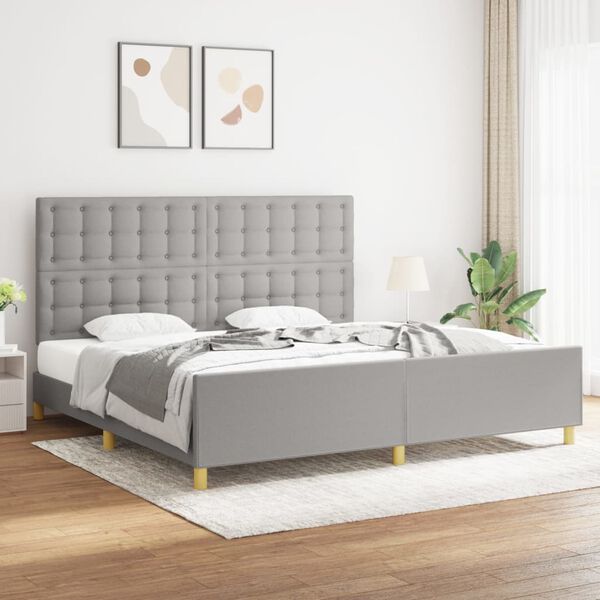 vidaXL Cadre de lit sans matelas gris clair 200x200 cm tissu