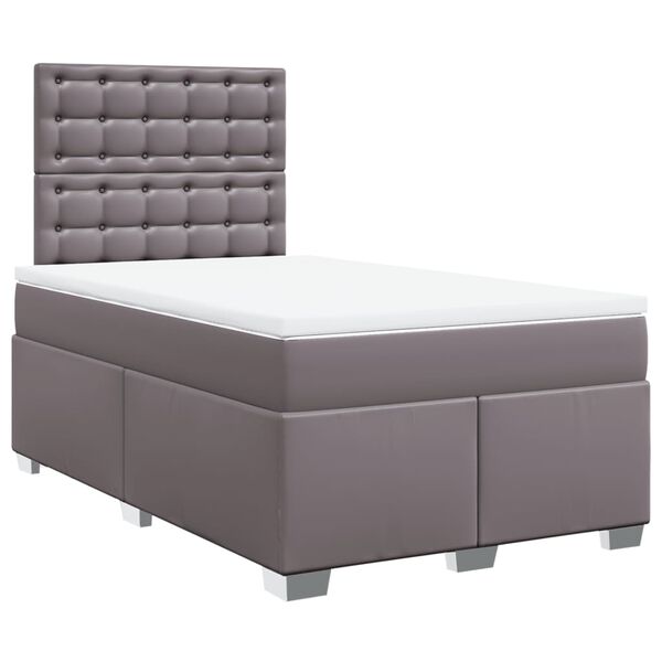 vidaXL Sommier &agrave; lattes de lit avec matelas gris 120x190 cm similicuir