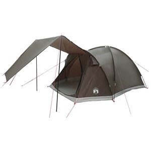 vidaXL Tente Cabane 4 personne Marron gris Polyester et Acier