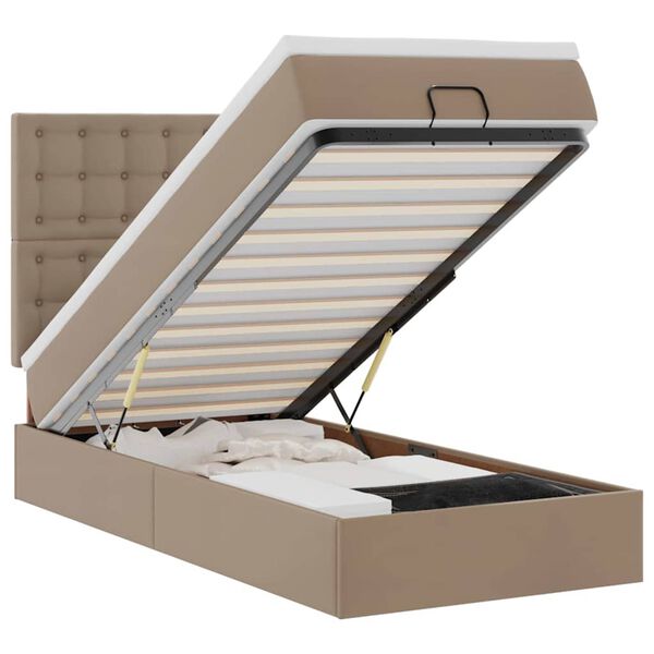 VidaXL Lit ottoman et matelas cappuccino 80x200 cm similicuir