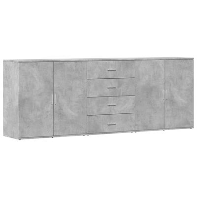 vidaXL Buffets 3 pcs gris béton bois d'ingénierie