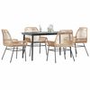 vidaXL Ensemble &agrave; manger jardin coussins 5pcs marron poly rotin verre