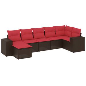 vidaXL Ensemble de canap&eacute; de jardin 7 pcs avec coussins marron