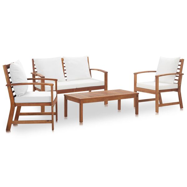 vidaXL Salon de jardin 4 pcs avec coussins Bois d'acacia solide