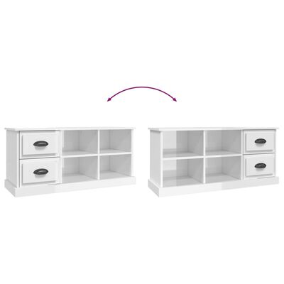 vidaXL Meuble TV blanc brillant 102x35,5x47,5 cm bois d'ingénierie