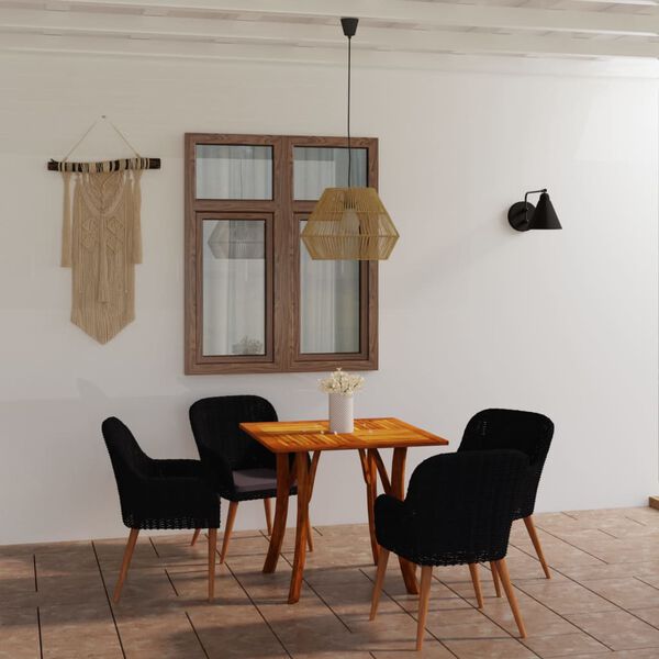 vidaXL Ensemble &agrave; manger de jardin 5 pcs noir