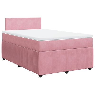 vidaXL Sommier à lattes de lit avec matelas Rose 120x200 cm Velours