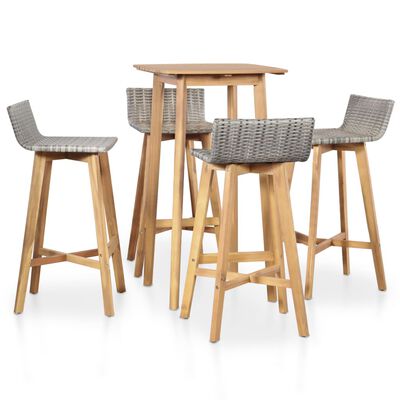 vidaXL Ensemble à manger d'extérieur 5 pcs Bois d'acacia solide