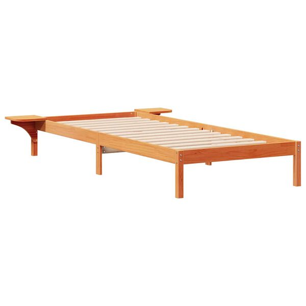 vidaXL Cadre de lit avec tables de chevet Brun cire 100 x 210 cm